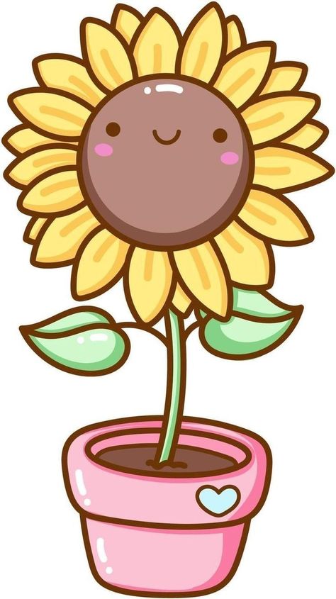 Sunflower Clipart, Vintage Logos, Canvas Drawing, Scrapbook Background, Cute Doodles Drawings, Cute Clipart, Mascot Logo, Kawaii Chibi, Kawaii Doodles