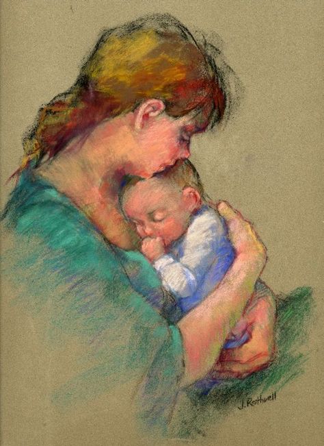 Beautiful Mother and Baby...it's these small moments that make motherhood so special.  Mother and Child 2, Junko Ono Rothwell Mothers Art, Mother Child Painting, Mother And Baby Art, Mother And Baby Paintings, Mother And Child Drawing, Motherhood Painting, Mother And Child Art, Motherhood Art, Mother With Child