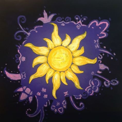 Rapunzel Watercolor Paintings, Repunzle Pumpkin, Painting Ideas Rapunzel, Painted Pumpkin Ideas Disney, Rapunzel Painting Ideas, Rapunzel Wall Painting, Easy Disney Paintings, Purple And Yellow Aesthetic, Tangled Prom