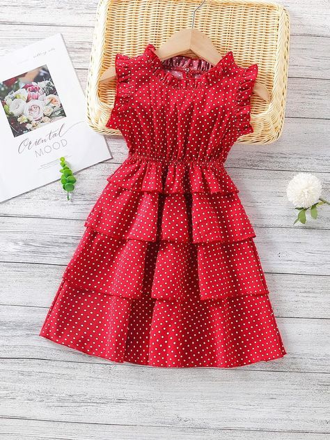 African Dresses For Kids, Red Summer Dresses, Kids Dress Wear, Baby Dress Patterns, Girl Dress Patterns, Kids Fashion Dress, Layered Dress, Red Boho