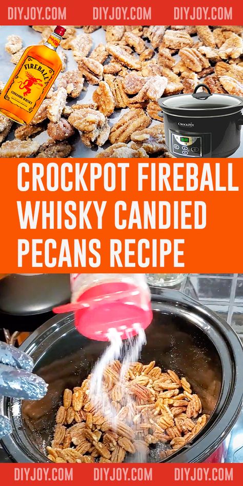 Fireball Pecans, Fireball Whiskey Recipes, Desserts For Fall, Fireball Recipes, Pecan Recipe, Dessert Quick, Candied Pecan, Candied Pecans Recipe, Crockpot Candy