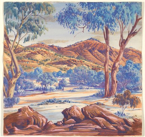 Albert Namatjira: vivid watercolours of the Australian outback – in pictures Simple Oil Painting, Australian Trees, Australian Painting, Indigenous Australian Art, Australian Painters, Australian Landscape, Most Famous Artists, Australian Outback, Australian Art