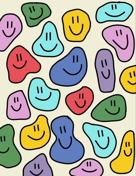 Happy Aesthetic Drawing, Smiley Face Doodles Aesthetic, Warped Smiley Face Wallpaper, Smile Doodle Art, Smily Face Painting Ideas, Happy Simple Drawings, Smiley Face Sketch, Smily Face Wallpaper Aesthetic Colorful, Smily Face Draw