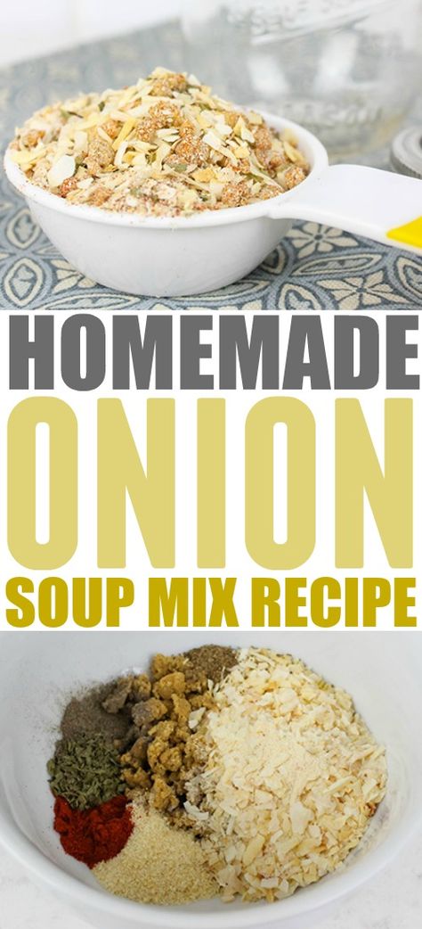 How to make your own homemade onion soup mix so you can always have it in the house and ready to go even if you run out of those trusty little packets! Onion Soup Mix Gravy, Homemade Onion Soup Mix Recipe, Homemade Onion Soup, Dry Pantry, Diy Sauces, Onion Soup Mix Recipe, Dip Mixes, Recipe Copycat, Homemade Dry Mixes