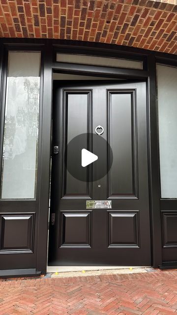 Wesley Knight on Instagram: "SEMI-GLOSS BLACK DOOR 🚪 There is no right and wrong answer, as it is all personal preference and taste… But what finish do you prefer on a front entrance door? Do you prefer a flatter finish, a mid sheen or a high gloss? LET ME KNOW BELOW! —(Product used: @tikkurila_uk Unica semi-gloss) #paint #decor #decoration #home #design #homeinspo #art #handmade #reels #insta" Modern Front Door Entrance, High Gloss Front Door, Black Entrance Door, Black Interior Front Door, Bungalow Front Door, Flat Front Door, Black Entry Doors, Front Door Inside, Front Doors Uk