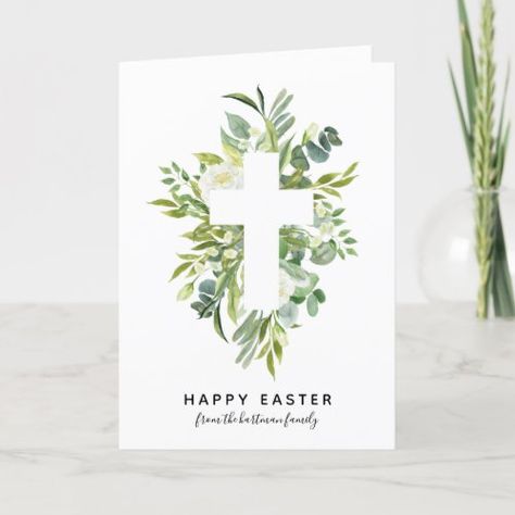 $3.97 | Elegant Watercolor Florals and Cross Easter - easter, watercolor, floral, pretty easter cards, cross, christian, religious, elegant, pretty, christian easter cards Easter Card Watercolor, Easter Cards Handmade Watercolor, Easter Watercolor Paintings, Easter Watercolor Cards, Watercolor Easter Cards, Christian Easter Cards Handmade, Christian Watercolor, Easter Cards Religious, Easter Watercolor