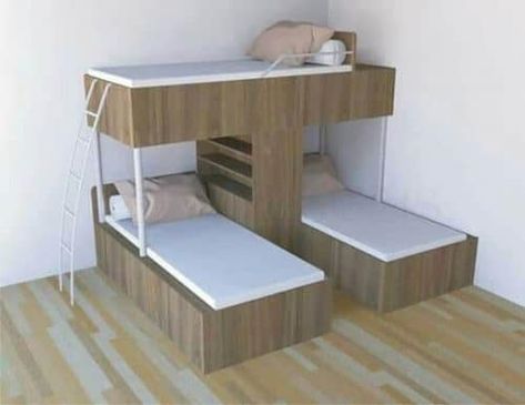 22 Beds for Small Rooms Ideas in 2020 Design Ložnic, Bunk Bed Plans, Beds For Small Rooms, Triple Bunk Beds, Modern Bunk Beds, Diy Bunk Bed, Triple Bunk Bed, Hiasan Bilik Tidur, Bunk Rooms