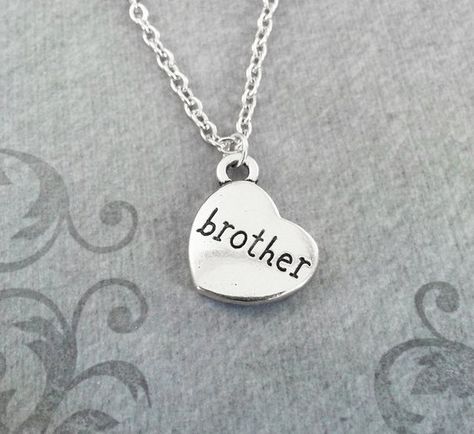 Brother Necklace SMALL Brother Jewelry Brother Heart Necklace Sister Necklace Sister Jewelry Silver Aesthetic Siblings, Necklace Sister, Sisters Necklace, Silver Charm Necklace, Sister Jewelry, Sister Necklace, Charm Necklace Silver, Three Sisters, A Brother