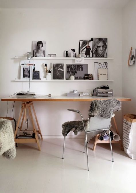 desk interior Shelves Over Desk, Ikea Home Office, Minimalist Home Office, Ikea Home, Workspace Inspiration, Working Space, A Desk, Office Inspiration, Home Office Design