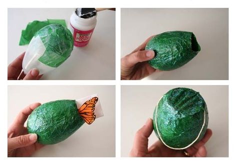 paper mache chrysalis http://kidsparties.about.com/gi/o.htm?zi=1/XJ=1=kidsparties=parenting=14=10=p284.13.342.ip_=2=4=86=http%3A//www.ohdeedoh.com/ohdeedoh/entertaining/garden-party-activitycharlottes-fancy-131712 Chrysalis Craft, Chrysalis Art, Fancy Apartment, Butterfly Garden Party, Hungry Caterpillar Party, Ladies Designer Handbags, March Activities, Great Outfits, Party Table Settings