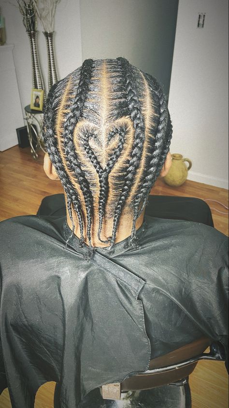 Cornrows With Heart Men, Heart Cornrows Men, Simple Braids For Men, Heart Braids Men, Cornrow Hairstyles For Men Design, Cornrow Hairstyles Men, Black Boy Hairstyles, Cornrow Braids Men, Hair Twists Black