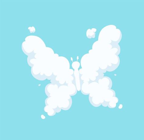 Kids Book Cover, Flying Butterfly, Cloud Illustration, Motion Design Video, Flat Vector Illustration, Cloud Shapes, Wings Design, Cloud Painting, Kids Book