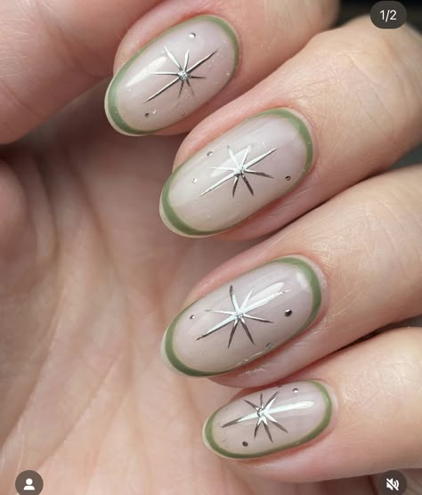 Folklore Acrylic Nails, Short Almond Nail Designs Fall, Lord Of The Rings Nails Art, Cottage Core Nails Short, Alternative Bridal Nails, Christmas Nails Alternative, Korean Holiday Nails, Oktoberfest Nails Art, Kacey Musgraves Nails