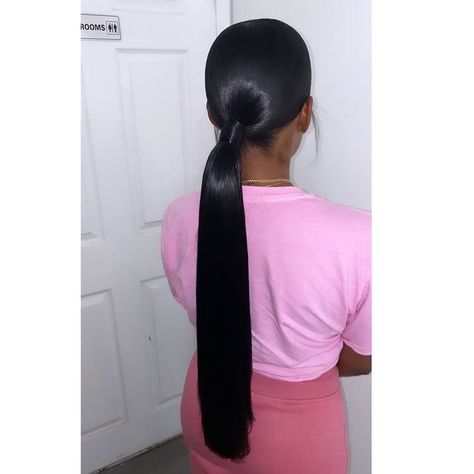 Side Part Low Ponytail, Low Ponytail Hairstyles, Barbie Ponytail, Pressed Natural Hair, Silk Press Natural Hair, Bridal Party Hair, Glamour Hair, Vacation Hairstyles, Black Ponytail Hairstyles