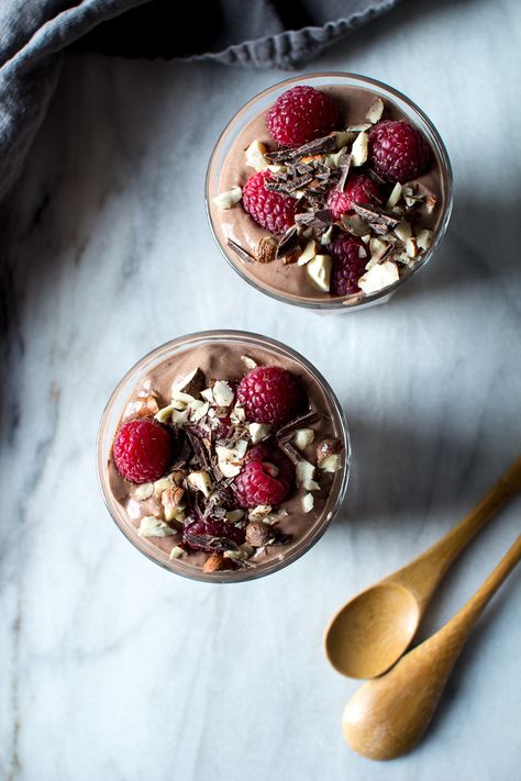 Chocolate, Raspberry, and Hazelnut, Yogurt Parfaits — Flourishing Foodie Chobani Yogurt Flips, Healthy Dessert Options, Infused Waters, Yogurt Parfaits, Chocolate Yogurt, Food Van, Honey Yogurt, Chocolate Drink, Raspberry Chocolate