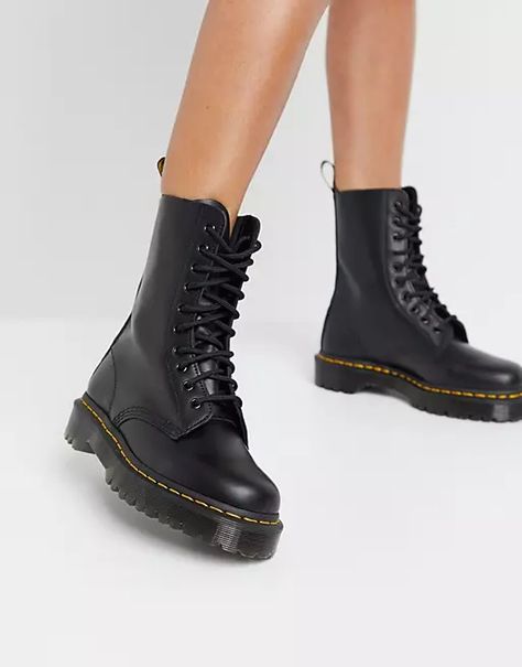 Doc marten 1460 boots Doc Martens 1460, White Nike Shoes, Dr Martens Black, Dr Martens Shoes, Martens Shoes, Doc Martens, Moto Boots, Mid Calf Boots, Looks Style