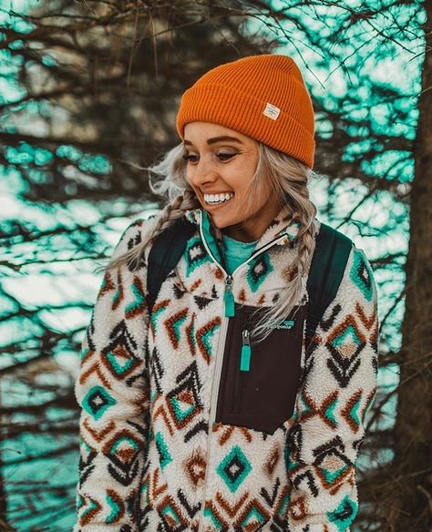 Patagonia Retro X Jacket, Hailey Miller, Patagonia Retro X, Vintage Patagonia, Patagonia Fleece, Aztec Designs, Patagonia Jacket, Western Boho, Patagonia Jackets