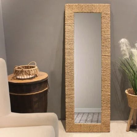 Bay Isle Home 62"×22"Full Length Mirror Wall Mirror | Wayfair Full Body Mirror Bathroom Ideas, Wooden Mirrors, Shoe Organizer Entryway, Nautical Bedroom, Tall Mirror, Floor Standing Mirror, Beachy Room, Full Length Mirror Wall, Oval Wall Mirror