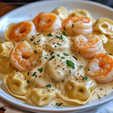 A rich and comforting dish, this Cheese Tortellini Shrimp Alfredo combines tender shrimp with a creamy Alfredo sauce and cheesy tortellini. Perfect for a cozy dinner. Shrimp And Cheese Tortellini Recipes, Tortellini And Shrimp Recipes, Shrimp And Tortellini Recipes, Shrimp Tortellini Recipes, Creamy Cheese Tortellini, Shrimp Tortellini Alfredo, Shrimp Tortellini, Cheese Tortellini Recipes, Cheesy Tortellini