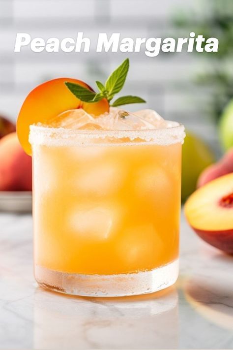 Dive into a refreshing blend of summer flavors with this Peach Margarita pin! Perfect for sipping on a warm day, this cocktail combines the sweetness of ripe peaches with the tang of lime and the smooth kick of tequila. Whether you're hosting a backyard BBQ or enjoying a quiet sunset, this Peach Margarita recipe is a must-try. Pin it to your cocktail board for easy access to a taste of summer anytime! Peach Margarita Recipe On The Rocks, Peach Margarita Recipe, Peach Margarita Recipes, Peach Cocktail Recipe, Cocktail Board, Homemade Margarita Recipe, Peach Rum, Rum Drinks Recipes, Easy Margarita Recipe