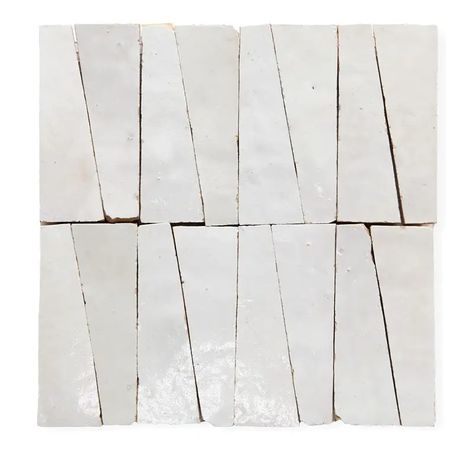 Natural White – Zellige 1"x4" Trapezoid Mosaic Riad Tile, Contemporary Beach House, Zellige Tile, Glazed Tiles, Bay House, Moroccan Tiles, Tile Stores, Moroccan Tile, Fireplace Tile