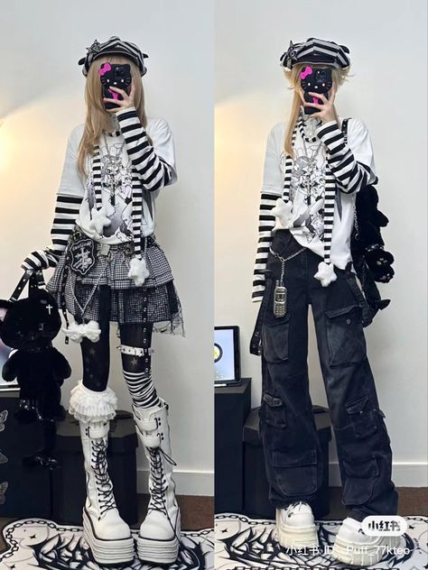 Y2k Fashion Kawaii, Harajuku Outfit Ideas, Dark Harajuku Fashion, Visual Kei Style, White Platform Outfit, Visual Kei Fashion Outfits, J Fashion Street, Japanese Fashion Street, Japanese Street Fashion Harajuku