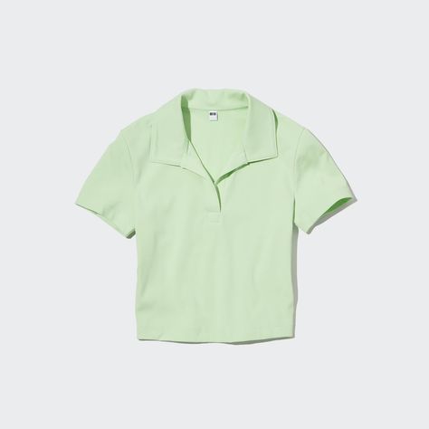 Discover great products at the best prices at Dealmoon. Uniqlo Cropped Skipper Short-Sleeve Polo Shirt. Price:$7.90 at Uniqlo Cropped Polo Shirt, Uniqlo Shirt, Cropped Polo, Uniqlo Tops, Light Green Color, Green Crop Top, Ribbed Shirt, Blue Crop Tops, Womens Tops Summer