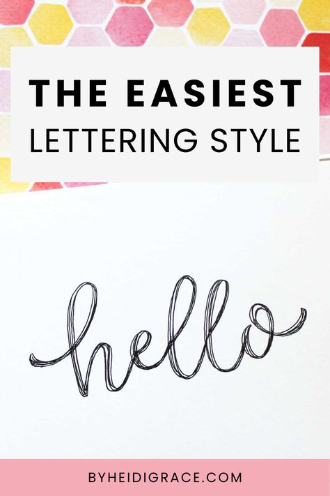 Learn an easy, simple hand lettering style that you can use in your bullet journal or anywhere you need something fancier than regular handwriting. Different Letter Styles, Easy Fancy Lettering, Beginner Lettering, Hand Letter Alphabet, Easy Writing Styles, Cool Handwriting Styles, Pretty Letters Alphabet, Hand Lettering Easy, Fun Handwriting