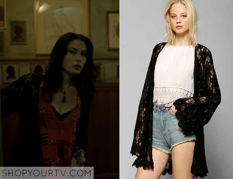 Witches of East End Fashion, Clothes, Style and Wardrobe worn on TV Shows | Shop Your TV Wendy Beauchamp, Black Lace Kimono, Witches Of East End, Worn On Tv, Personal Style Inspiration, Lace Kimono, Clothes Style, Kimono Jacket, Episode 3