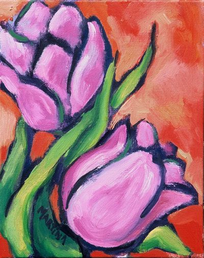 Martina Shapiro, Girly Paintings, Fauvism Art, Tattoo Pictures, Tulip Painting, Christmas Paintings On Canvas, Watercolor Tulips, Easy Canvas, Christmas Painting