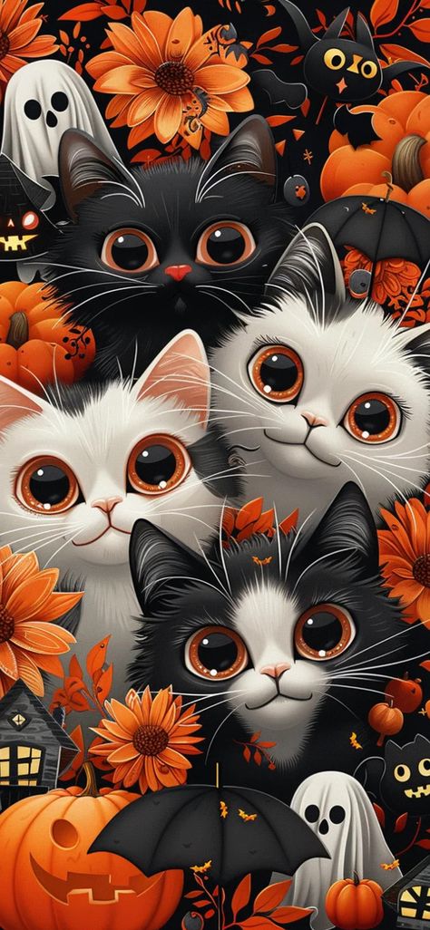 Fall Football Wallpaper, Cute Thanksgiving Wallpaper, Halloween Funnies, Thanksgiving Iphone Wallpaper, Halloween Wallpaper Cute, Halloween Cats, Thanksgiving Wallpaper, 2024 Halloween, Ipad Wallpapers