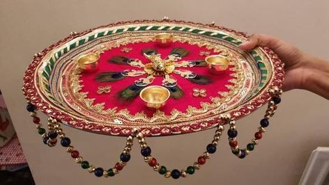 Beautiful mehndi plate ideas Bandarwal Designs, Mehndi Plate, Mehndi Plates, Rakhi Thali, Arti Thali Decoration, Arti Thali, Aarti Thali, Puja Thali, Ganesh Chaturthi Decoration