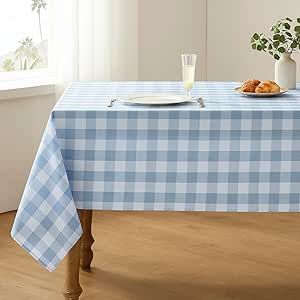 Veblandy Checkered Tablecloth Rectangle Waterproof Gingham Table Cloth Washable Buffalo Plaid Table Cover Wrinkle Free for Kitchen, Dining and Outdoor Picnic, 52 x 70 Inch, Light Blue and White Gingham Table Cloth, Barbecue Outdoor, Room Country, Cover Wrinkles, Gingham Tablecloth, Pattern Tablecloth, Checkered Tablecloth, Plaid Tablecloth, Outdoor Patio Table