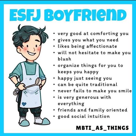 Esfj Boyfriend, Mbti Boyfriend, Mbti As Things, Infp Relationships, Mbti Charts, Mbti Test, Mbti Relationships, Character Personality, Myers Briggs Personality Types