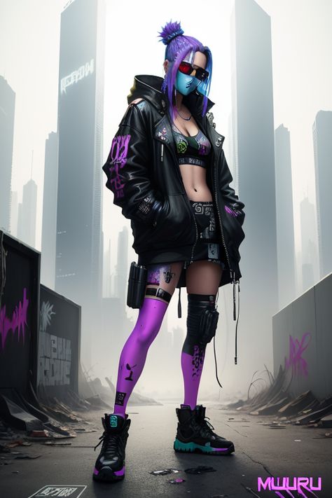 Cyberpunk Fashion Women Neon, Dystopian Cyberpunk Outfit, Futuristic Punk Fashion, Cuber Punk Outfits, Cyberpunk 2077 Fashion, Cyberpunk Girl Outfit, Cyberpunk Outfit Futuristic, Cyberpunk Fashion Women Street Styles, Cyberpunk Clothing Female