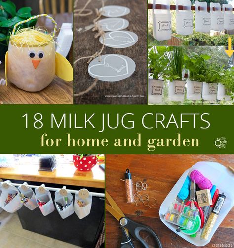 Today I am featuring 18 creative and useful milk jug crafts that you can use around the house. These will make you think twice before throwing away your plastic jugs. There is so much I love about recycled crafts. You save room in the landfills, you get a brand new upcycled item, and the cost   Continue reading →  The post 18 Milk Jug Crafts For Home And Garden appeared first on Rustic Crafts & Chic Decor. Detergent Jug Upcycle, Milk Jug Animal Crafts, Milk Jugs Crafts, Recycle Milk Jugs, Yogurt Pouch Caps Crafts, Crafts With Milk Jugs, Milk Jug Crafts For Kids, Gallon Jugs Crafts, Milk Jug Easter Basket