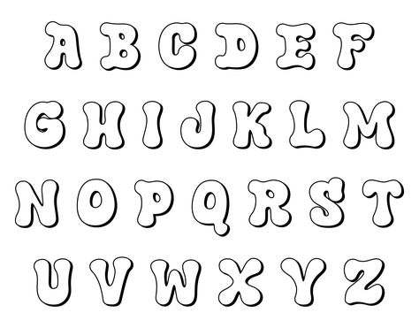 Bubble Letter Fonts Alphabet Style, Small Alphabet Letters Free Printable, Alphabet Bubble Letters, Bubble Fonts Alphabet Graffiti, Cursive Bubble Letters, Doodle Calligraphy, Abc Lettering, Practice Lettering, Bubble Writing