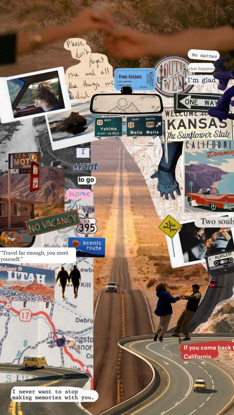 Trip Collage, Vision Board Poster, Roadtrip Aesthetic, Roadtrip Ideas, Yearbook Themes, Trip Essentials, Walla Walla, Summer Mood, Road Trip Essentials