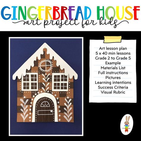 Kerry Daley on Instagram: “You can find details in my profile 👍🏻 . . #gingerbreadhouse #weaving #paperweaving #kidsart #kidsartclass #artandcraft…” Christmas Art Grade 5/6, Middle School Art Christmas Projects, Gingerbread House Art Lesson, Gingerbread House Art Project, Gingerbread House Art Projects For Kids, Winter Elementary Art Projects, Christmas Elementary Art, Christmas Teaching Activities, Gingerbread House Art