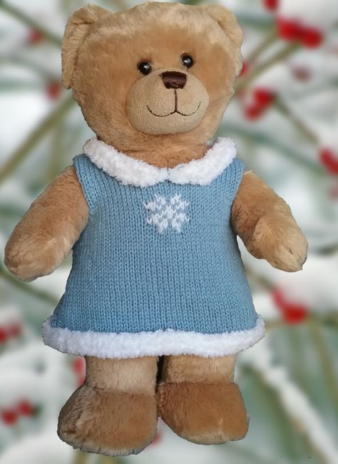 a blog about making Barbie knitted and crochet clothes and other crafty items Sewing Teddy Bear, Sewing Crafts Ideas, Bear Clothing, Teddy Bear Knitting Pattern, Snowflake Dress, Bear Clothes, Bear Patterns, Knitted Teddy Bear, Doll Knitting