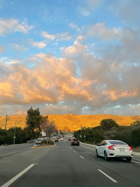 san jose driving suburbs aesthetic sunset golden sunset lovely day Suburbs Aesthetic, San Jose Aesthetic, San Jose California Aesthetic, Driving In California Aesthetic, Sun Valley California, Sunset Drive Aesthetic, Driving Into The Sunset, Sunset Suburbs, San Jose California