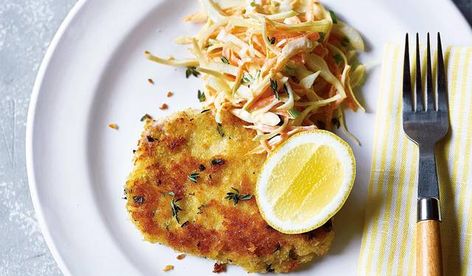 Crispy Lemon, Garlic & Thyme Pork Escalope | Quick Dinner Recipe One Pan Recipes, Fresh Green Salad, Lemon Garlic Pasta, Pork Steak, Pork Dinner, Garlic Pasta, Pan Meals, Easy Pork, Pan Recipes