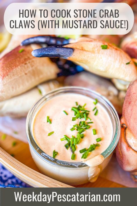 Jonah Crab Claws Recipe, Crab Dipping Sauce, Crab Claw Recipes, Stone Crab Claws, Garlic Mustard, Grilled Asparagus Recipes, Creamy Mustard Sauce, Mustard Dipping Sauce, Stone Crab