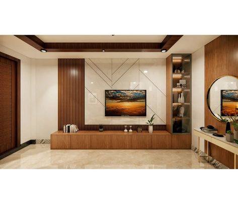 Tv Unit Rafters Design, Plain False Ceiling Design Living Rooms, Veneer Tv Unit Living Rooms, Bedroom Tv Unit Design, Tv Cabinet Design Modern, Lcd Unit, Bed Designs With Storage, Modern Tv Unit Designs, Tv Unit Design Modern