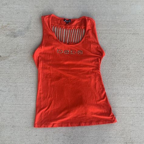 Bebe red tank top Size: large #y2k #bebe... - Depop Trashy Y2k Tops, 2000s Tops, Red Y2k, Queen Style, Y2k Tank, Red Tank Top, Y2k Tops, Trashy Y2k, Red Tank Tops