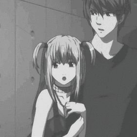 Light And Misa, Pretty Gif, Anime Kiss Gif, Emo Pfp, Matching Anime, Hello Kitty Drawing, Aesthetic Japan, Cute Anime Profile Pictures, Aesthetic Gif