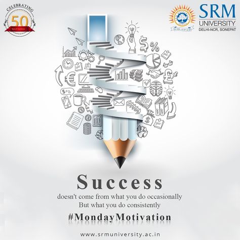 Having consistency is the key to being on track every single day. On top of that, it's the key to staying motivated and achieving #success. Facing problems in studying? The faculty of #SRMUniversity is here to assist you. They' know a variety of techniques to make learning fun!  #MondayMotivation #LearnLeapLead #Motivation #Student #StudentLife #Education #StudyMotivation #Career #Skills #Mindset #Attitude #MotivationGoals #SRMUH #SRMSonepat #SRMDelhiNCRSonepat Muslim Motivation, Motivation Student, Success Poster, Consistency Is The Key, Study Tips For Students, Global World, Effective Study Tips, Led Pencils, Staying Motivated