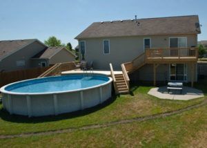 Photo Galleries - Pool Decks | Rock Solid Builders, Inc. Pool Deck Attached To House, Pool And Deck Ideas, Wood Pool Deck, Outdoor Deck Design, Patio Under Decks, Decks Around Pools, Oval Pool, Deck Design Ideas, Wood Decks