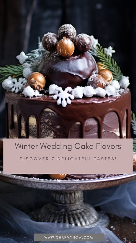 7 Popular Winter Wedding Cake Flavors And Fillings | By Charmy Now | Millennial Wedding Planner Book. One of the greatest perks of hosting your wedding during winter is that there are endless ideas and seasonal touches to your wedding day and wedding cake. There’s a lot to consider when it comes to picking the perfect cake design, from decorations to flavor. Read more! wedding cake, winter wedding cake, wedding cake flavor, winter wedding cake flavor, winter cake filling, wedding cake ideas Wedding Cake Flavors And Fillings, Wedding Cake Winter, Cake Flavors And Fillings, Cake Winter, Millennial Wedding, Wedding Flavors, Craft Cocktail Recipe, Macaron Tower, Cake Filling