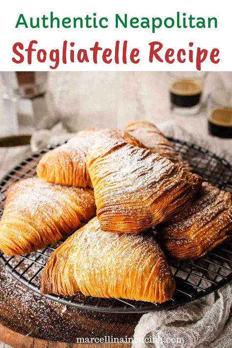 Italian Sfogliatelle Recipe, Sfogliatelle Italian Pastries, Grenadella Recipes, Sfogliatella Recipe, Neapolitan Recipes, Sfogliatelle Recipe, Italian Baking, Sweet Deserts, Italian Desserts Traditional